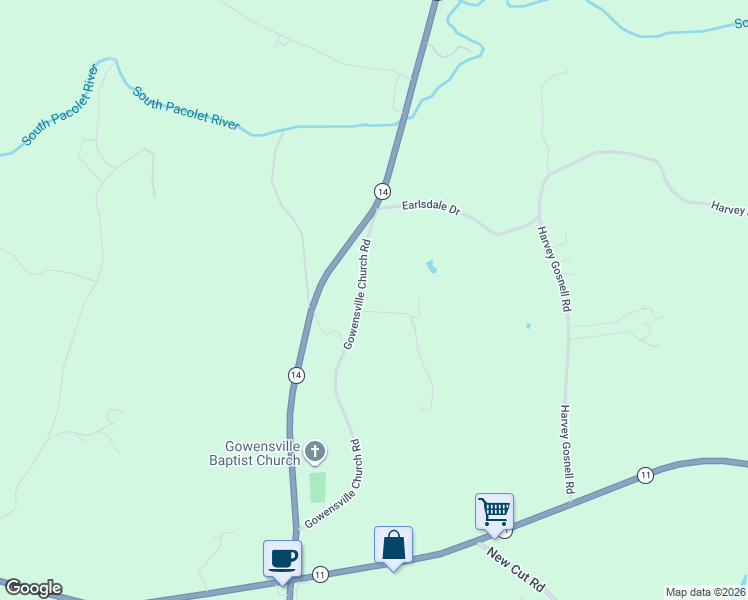 map of restaurants, bars, coffee shops, grocery stores, and more near 1511 Gowensville Church Road in Landrum