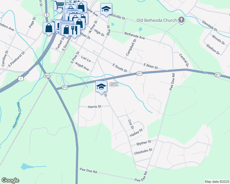 map of restaurants, bars, coffee shops, grocery stores, and more near 319 Keyser Street in Aberdeen
