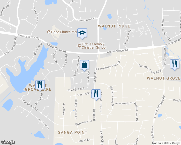 map of restaurants, bars, coffee shops, grocery stores, and more near 130 Rhonda Circle East in Memphis