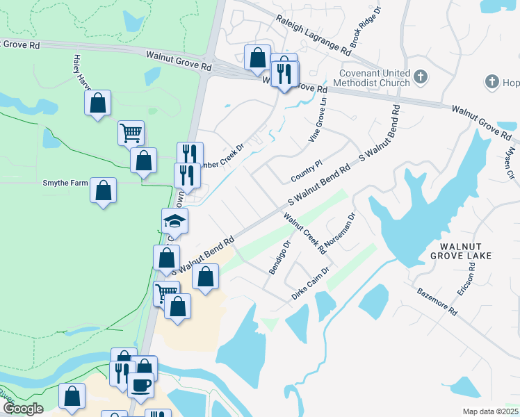 map of restaurants, bars, coffee shops, grocery stores, and more near 242 German Park Cove in Memphis