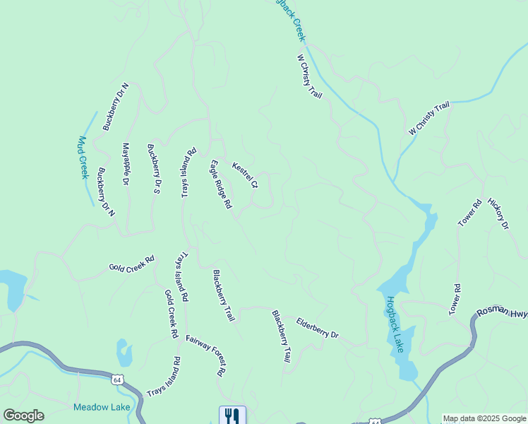 map of restaurants, bars, coffee shops, grocery stores, and more near 57 Birdnest Road in Sapphire