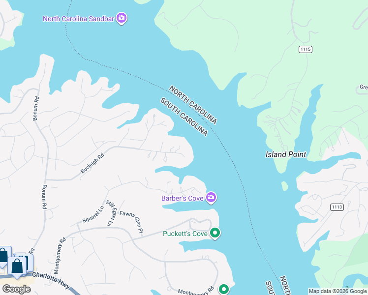 map of restaurants, bars, coffee shops, grocery stores, and more near 6764 Bucleigh Road in Clover