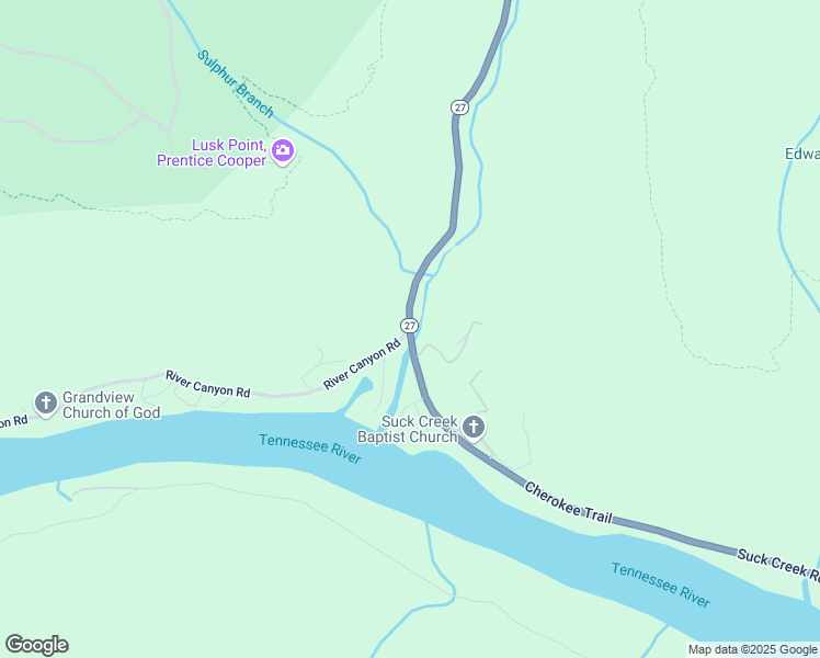 map of restaurants, bars, coffee shops, grocery stores, and more near Suck Creek Rd & River Canyon Rd in Marion