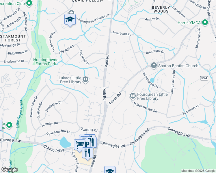 map of restaurants, bars, coffee shops, grocery stores, and more near in Charlotte