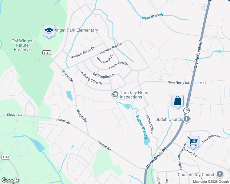 map of restaurants, bars, coffee shops, grocery stores, and more near 10215 Orchard Grass Court in Charlotte