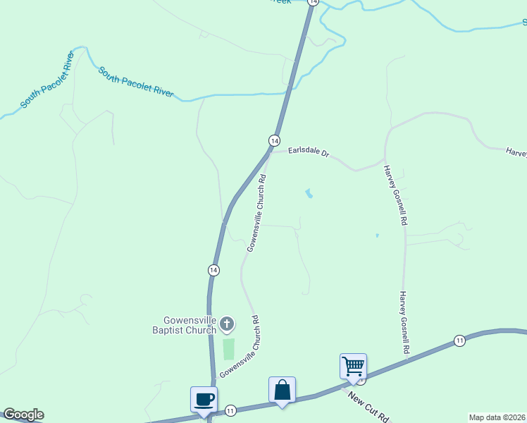 map of restaurants, bars, coffee shops, grocery stores, and more near 1511 Gowensville Church Road in Landrum