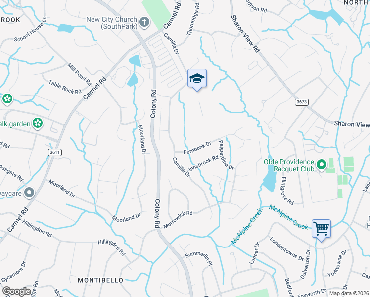 map of restaurants, bars, coffee shops, grocery stores, and more near in Charlotte