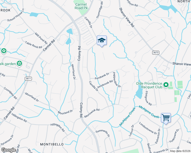 map of restaurants, bars, coffee shops, grocery stores, and more near in Charlotte