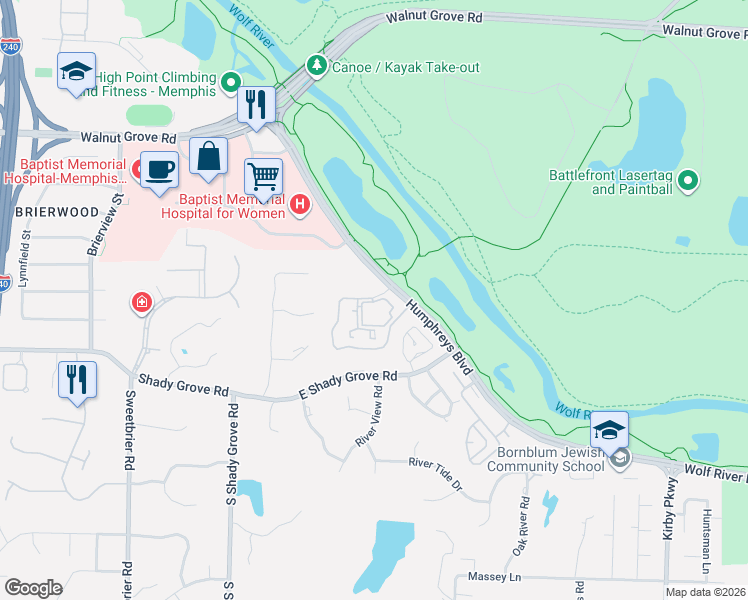map of restaurants, bars, coffee shops, grocery stores, and more near in Memphis