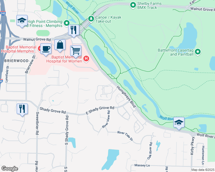 map of restaurants, bars, coffee shops, grocery stores, and more near in Memphis