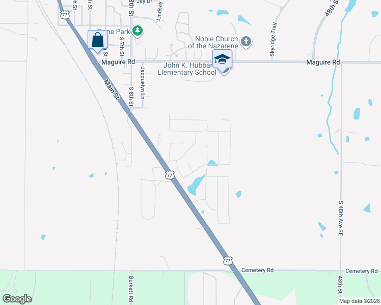 map of restaurants, bars, coffee shops, grocery stores, and more near 1125 Ironstone Drive in Noble