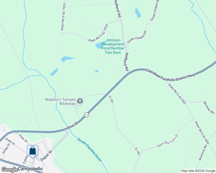 map of restaurants, bars, coffee shops, grocery stores, and more near 10654 South Carolina 11 in Campobello