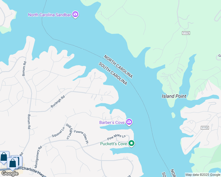 map of restaurants, bars, coffee shops, grocery stores, and more near 6764 Bucleigh Road in Clover