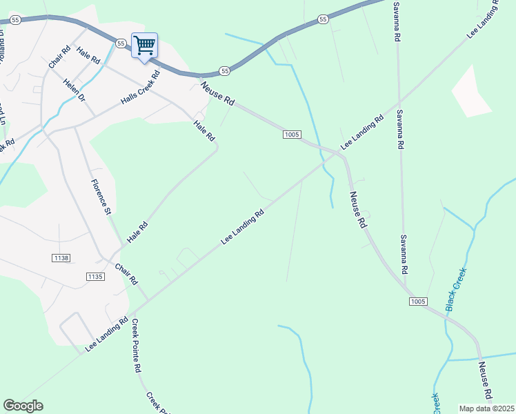 map of restaurants, bars, coffee shops, grocery stores, and more near 1146 Lee Landing Road in New Bern
