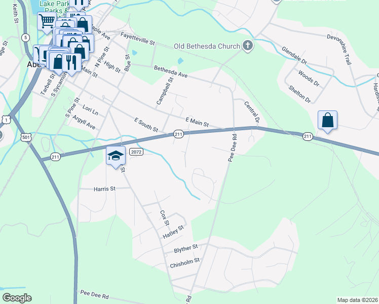 map of restaurants, bars, coffee shops, grocery stores, and more near 618 Keyser Street in Aberdeen