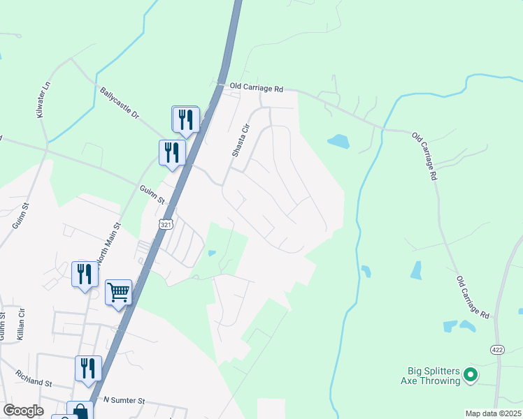 map of restaurants, bars, coffee shops, grocery stores, and more near 776 Ladino Lane in Clover