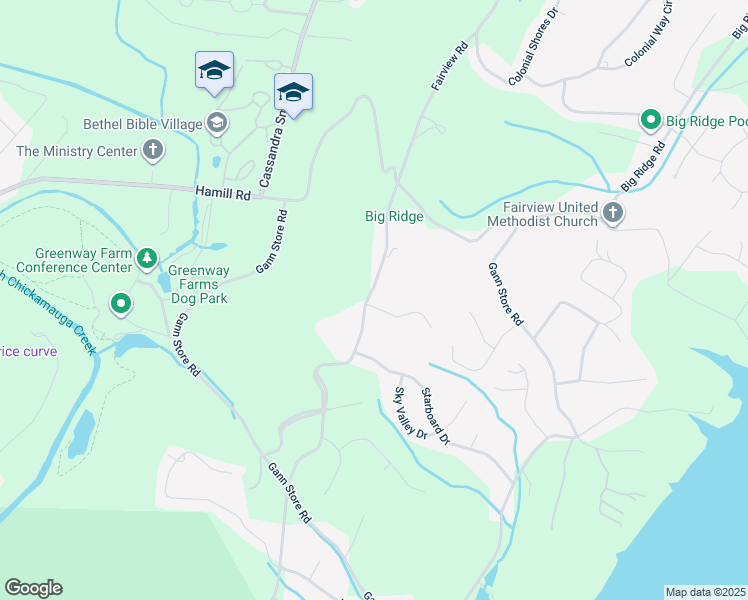 map of restaurants, bars, coffee shops, grocery stores, and more near 6200 Fairview Road in Chattanooga