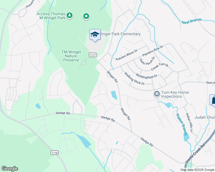 map of restaurants, bars, coffee shops, grocery stores, and more near 11219 Winget Pond Road in Charlotte