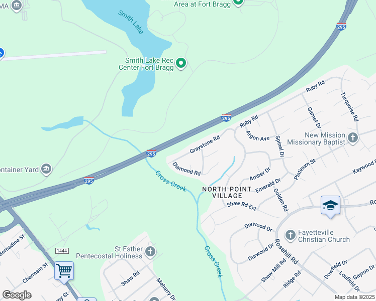 map of restaurants, bars, coffee shops, grocery stores, and more near 1556 Graystone Road in Fayetteville