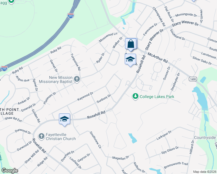 map of restaurants, bars, coffee shops, grocery stores, and more near 4714 Needham Drive in Fayetteville