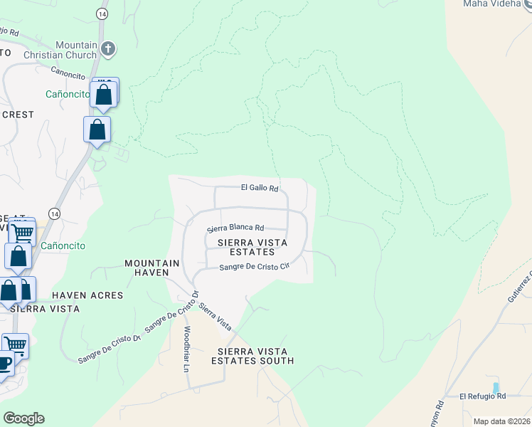 map of restaurants, bars, coffee shops, grocery stores, and more near 148 Sangre De Cristo Circle in Cedar Crest