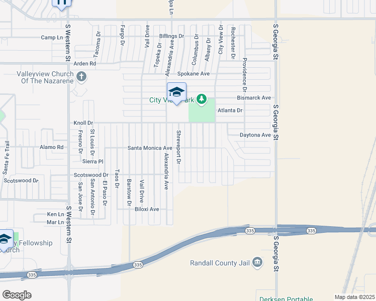 map of restaurants, bars, coffee shops, grocery stores, and more near 8100 Tallahassee Drive in Amarillo