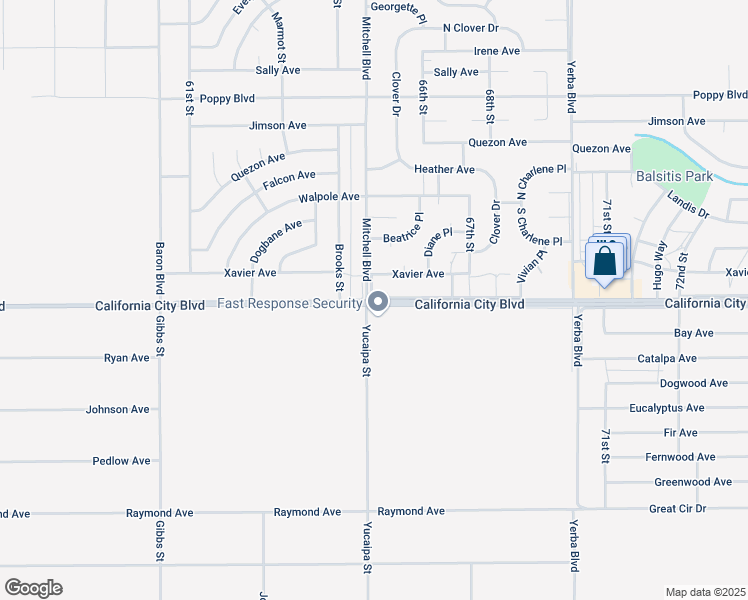 map of restaurants, bars, coffee shops, grocery stores, and more near 6505 California City Boulevard in California City