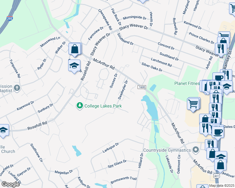 map of restaurants, bars, coffee shops, grocery stores, and more near 4219 Deadwyler Drive in Fayetteville