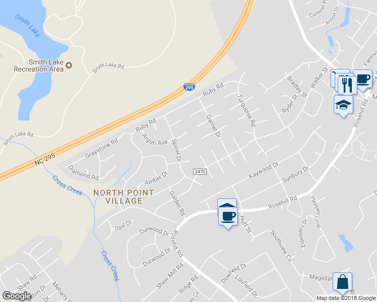map of restaurants, bars, coffee shops, grocery stores, and more near 1495 Chromium Court in Fayetteville