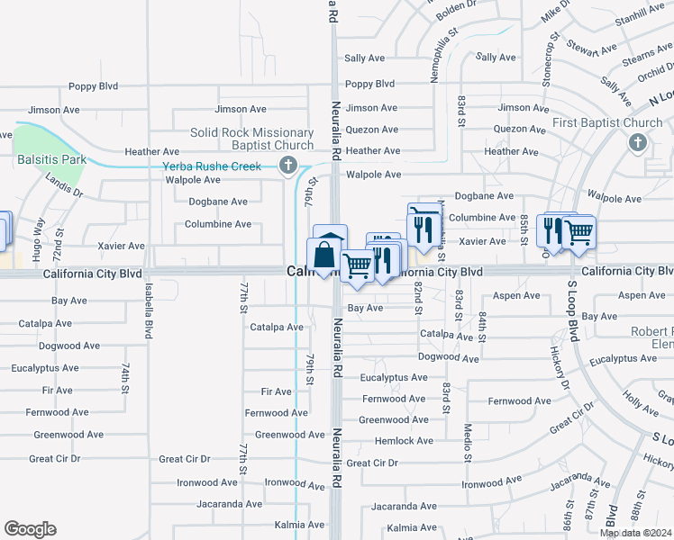 map of restaurants, bars, coffee shops, grocery stores, and more near in Edwards Air Force Base