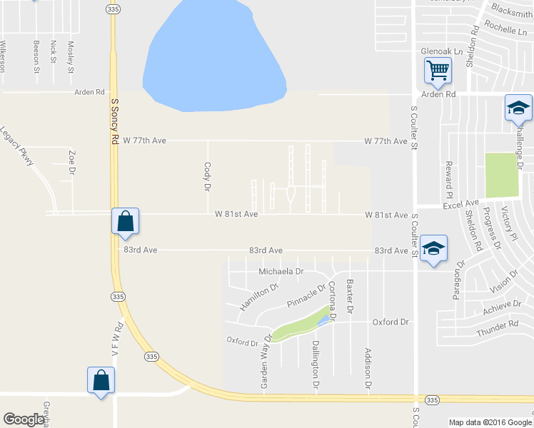 map of restaurants, bars, coffee shops, grocery stores, and more near 8143 West 81st Avenue in Amarillo