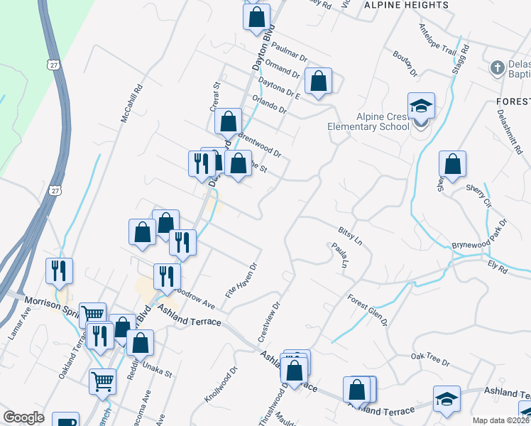 map of restaurants, bars, coffee shops, grocery stores, and more near 204 Valley View Avenue in Red Bank