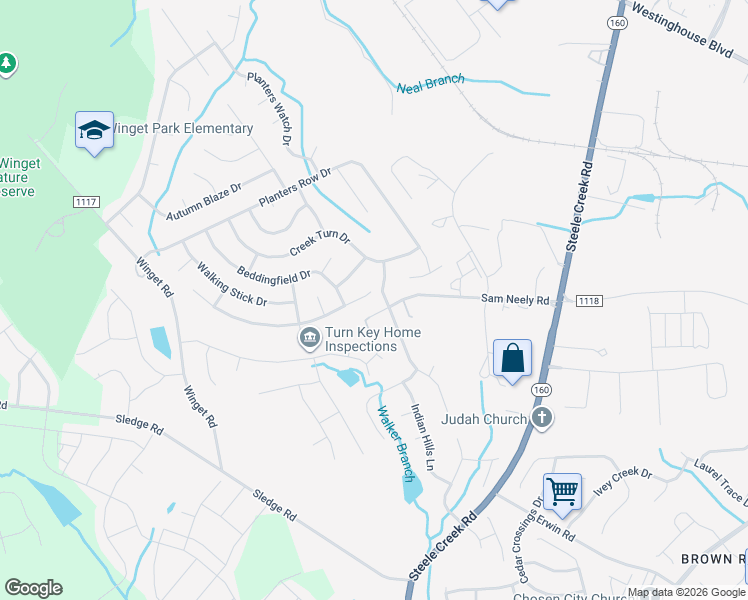 map of restaurants, bars, coffee shops, grocery stores, and more near 10332 Orchard Grass Court in Charlotte