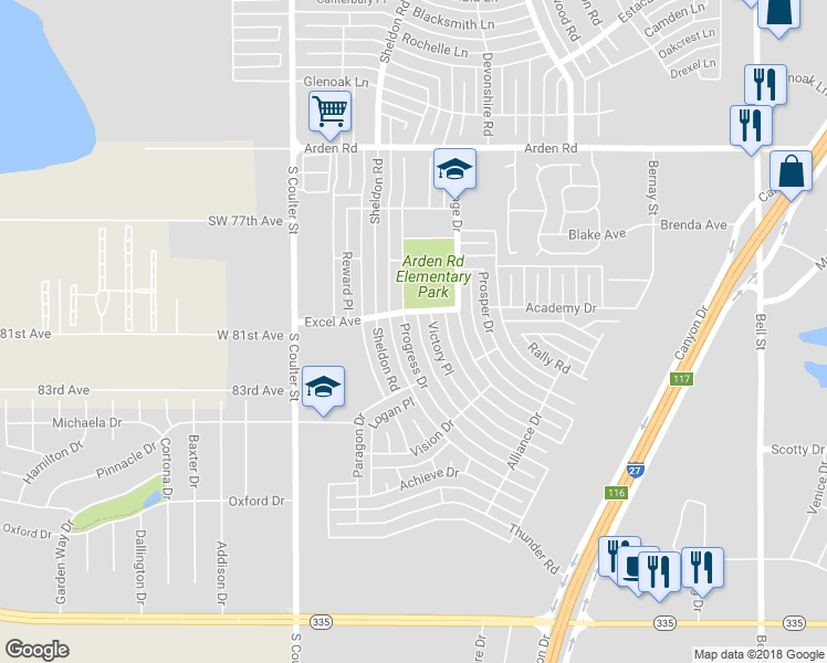 map of restaurants, bars, coffee shops, grocery stores, and more near 8105 Progress Drive in Amarillo