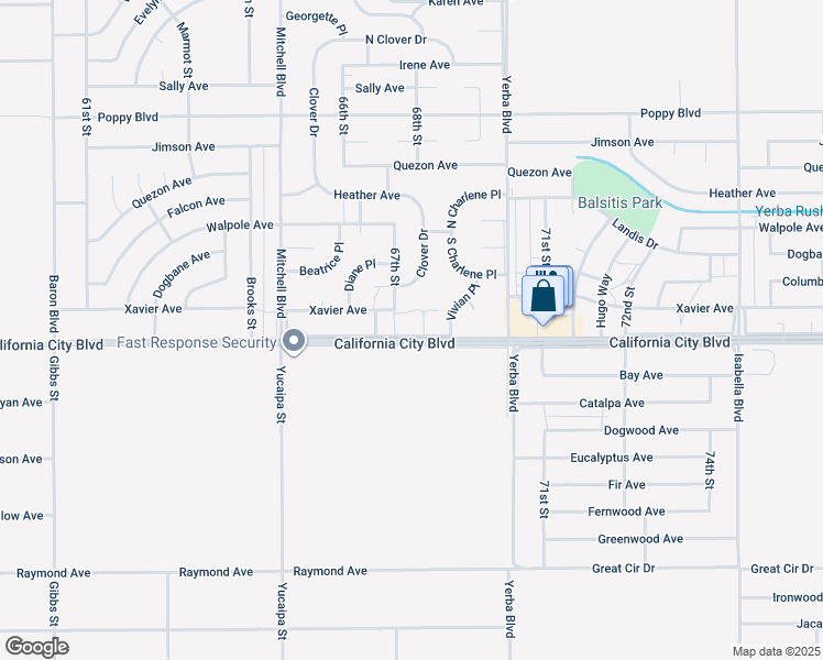 map of restaurants, bars, coffee shops, grocery stores, and more near 6761 California City Boulevard in California City