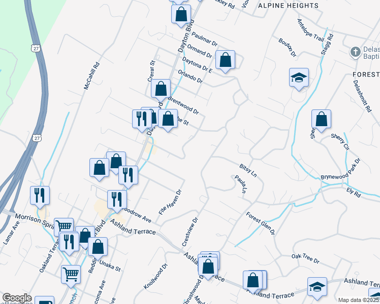 map of restaurants, bars, coffee shops, grocery stores, and more near 204 Valley View Avenue in Red Bank