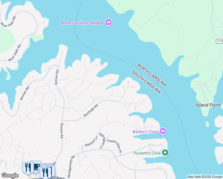 map of restaurants, bars, coffee shops, grocery stores, and more near 141 Clear Cove Lane in Clover
