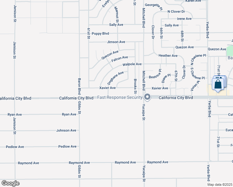 map of restaurants, bars, coffee shops, grocery stores, and more near 10386 California City Boulevard in California City