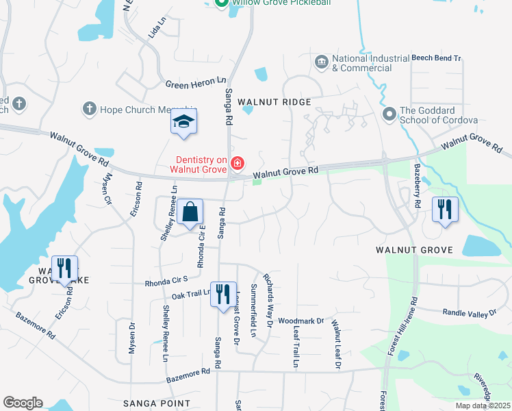 map of restaurants, bars, coffee shops, grocery stores, and more near 8824 East Plantation Oaks Drive in Shelby County