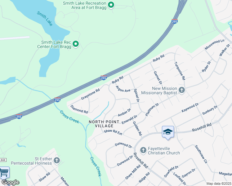 map of restaurants, bars, coffee shops, grocery stores, and more near 4464 Ruby Road in Fayetteville