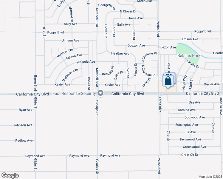 map of restaurants, bars, coffee shops, grocery stores, and more near 6611 California City Boulevard in California City