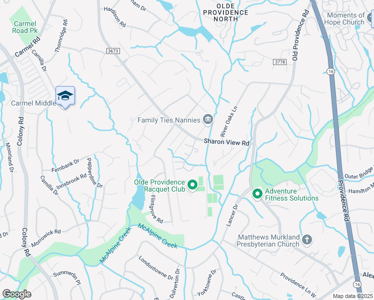 map of restaurants, bars, coffee shops, grocery stores, and more near 6420 Brandonwood Court in Charlotte