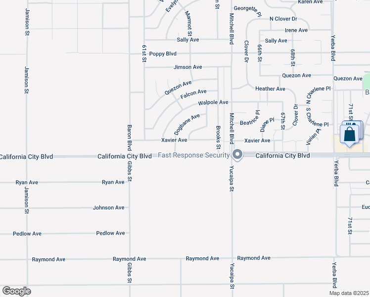 map of restaurants, bars, coffee shops, grocery stores, and more near California City Boulevard in California City