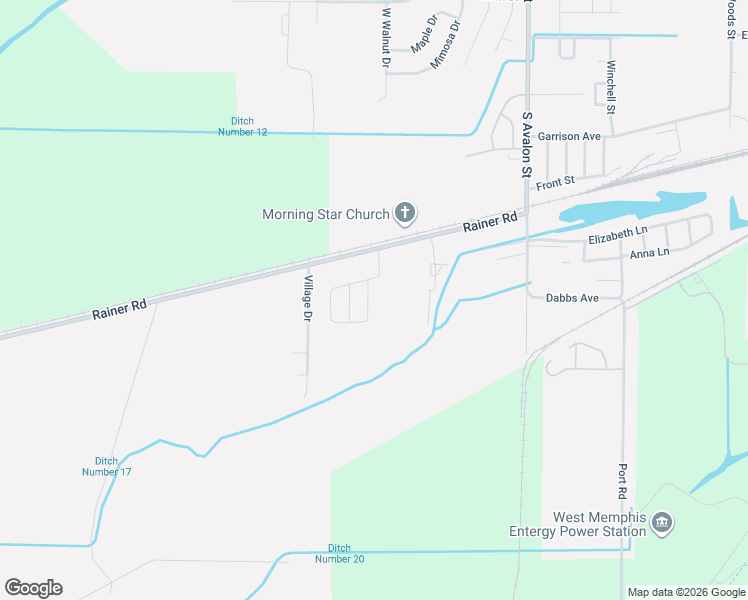 map of restaurants, bars, coffee shops, grocery stores, and more near 1510 Estates Drive in West Memphis