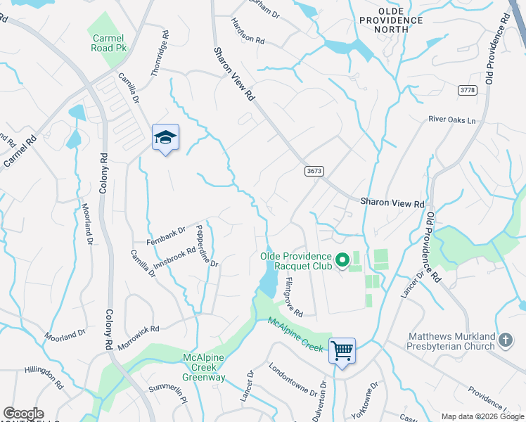 map of restaurants, bars, coffee shops, grocery stores, and more near 6628 Gaywind Drive in Charlotte
