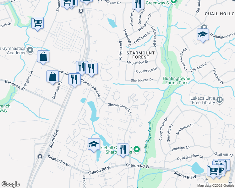 map of restaurants, bars, coffee shops, grocery stores, and more near in Charlotte