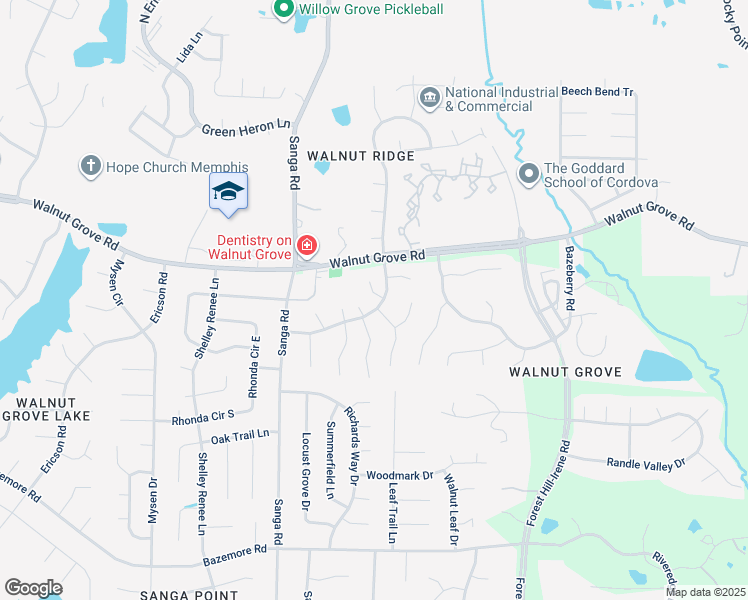 map of restaurants, bars, coffee shops, grocery stores, and more near 8866 Plantation Trail Cove in Shelby County