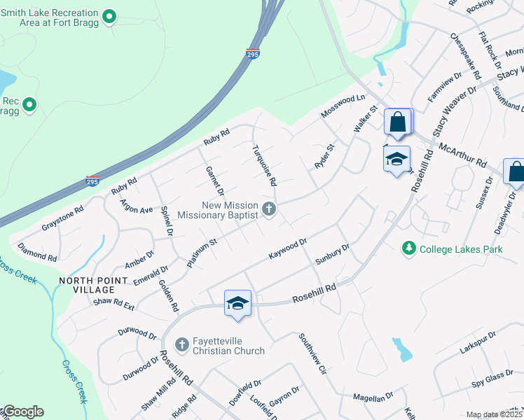 map of restaurants, bars, coffee shops, grocery stores, and more near 376 Platinum Street in Fayetteville