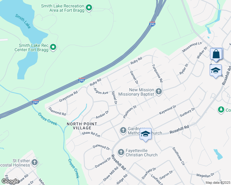 map of restaurants, bars, coffee shops, grocery stores, and more near 1499 Argon Avenue in Fayetteville