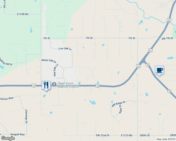 map of restaurants, bars, coffee shops, grocery stores, and more near 1954 Oakmont Drive in Blanchard